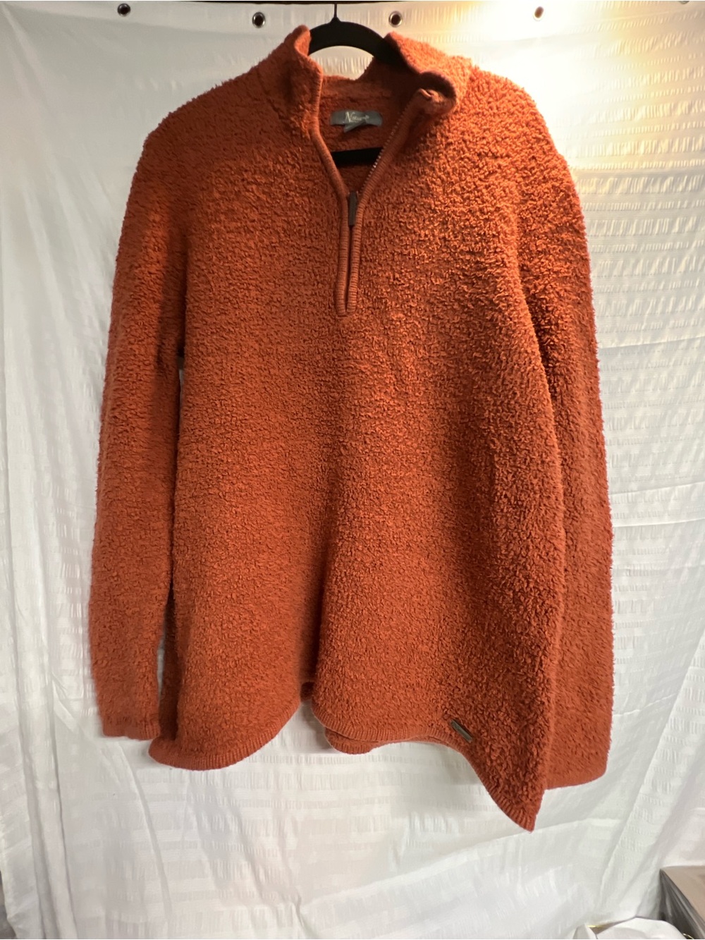 Natural Reflections Zip-Up Sherpa Pullover in Burnt Orange